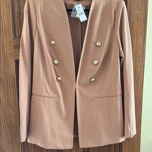 Lane Bryant Elegant Tan Double-Breasted Women's Blazer- Size 14 NWT